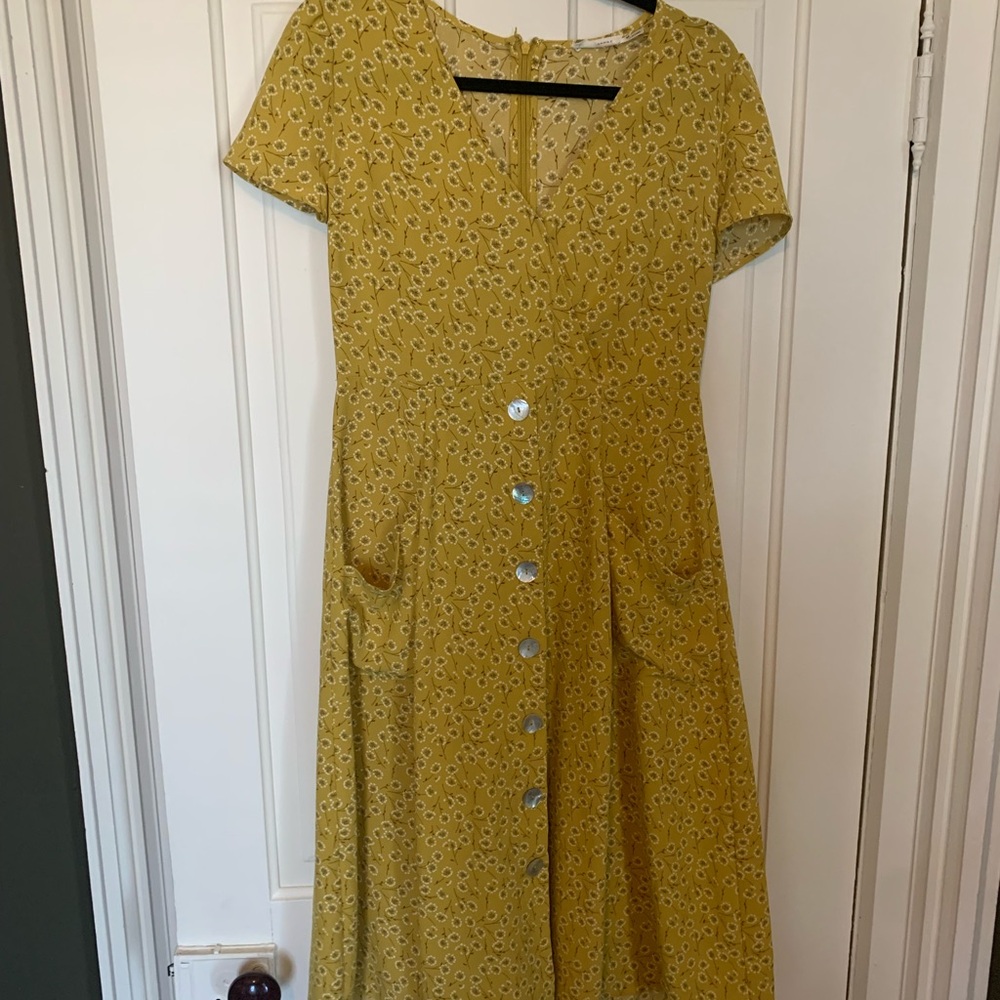 Blu Pepper Yellow Floral Midi Dress